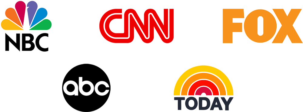 Logos of news companies that mentioned Merlin Law Group